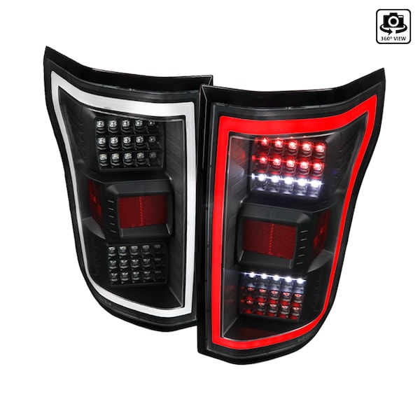 Spec-D Tuning Ford F150 Tail Lights- All Black Housing With Clear Lens 18-20 LT-F15018JMLED-TM - main